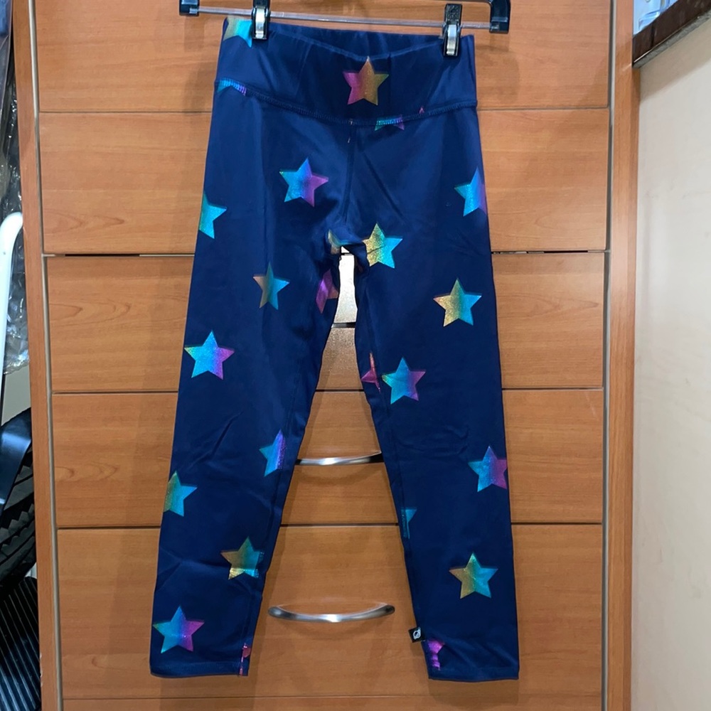 Terez Navy Blue Rainbow Foil Stars Crop Capri Legging XS
